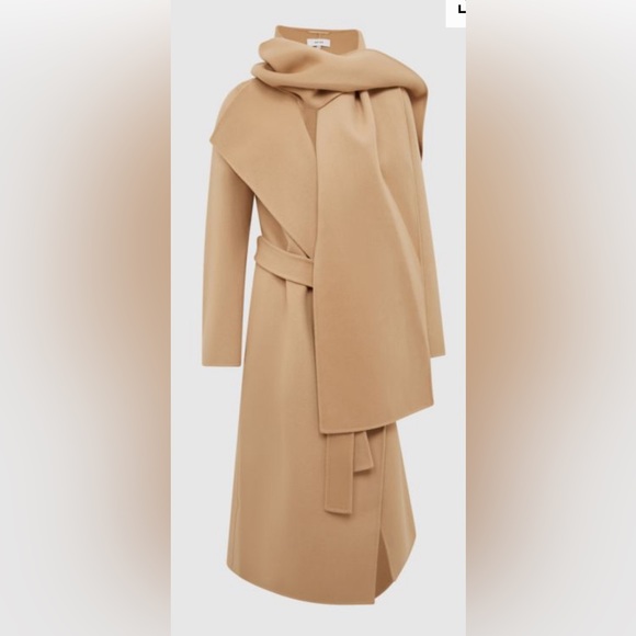 REISS Valentina Oversized Wool-Blend Coat Belted Jacket in Camel Size 4 - Picture 3 of 7